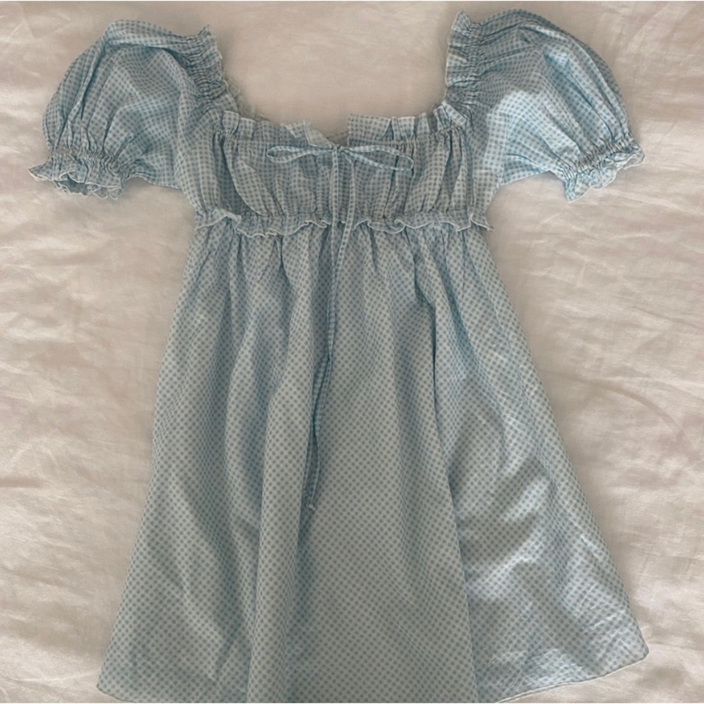 MAJOR ISO Kitteny Blue Gingham Cotton Babydoll Gatia Dress in size S or XS